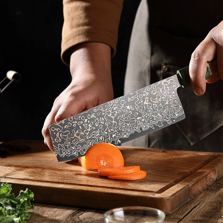 DS-2934 Damascus Steel Forged Blade Japanese Kitchen Knife Octagonal Rosewood Handle (3)